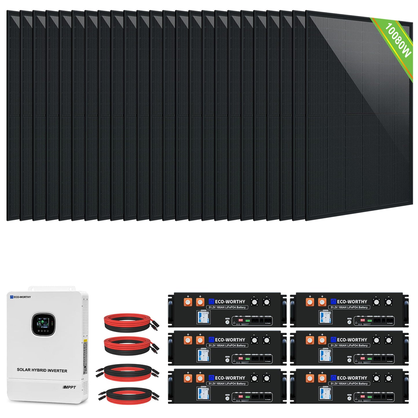 10kW 48V (24x N - Type 420W) Complete Off Grid Solar Kit | 40.32kWh Daily Generation | 30.72kWh Battery Storage | 110V/120VAC Output - 10KW solar panel kit
