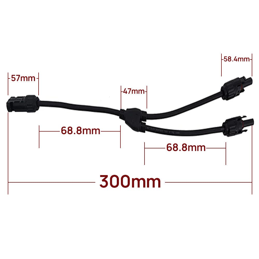 12AWG 1 Pair Solar MC4 Y Parallel Branch Connectors MFF&FMM Pair - wirings