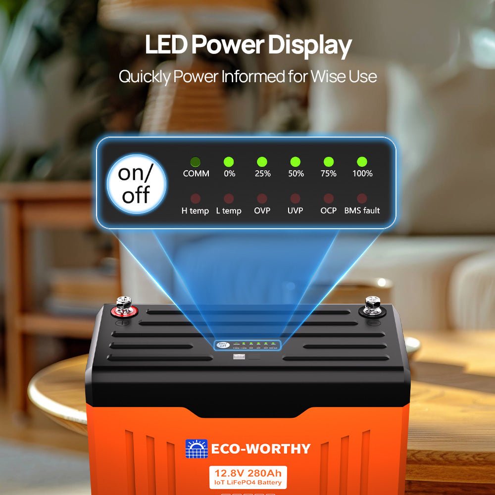 12V 280AH Lifepo4 Lithium Battery Bluetooth with SOC LEDs and Low Temp Protection - lithium battery