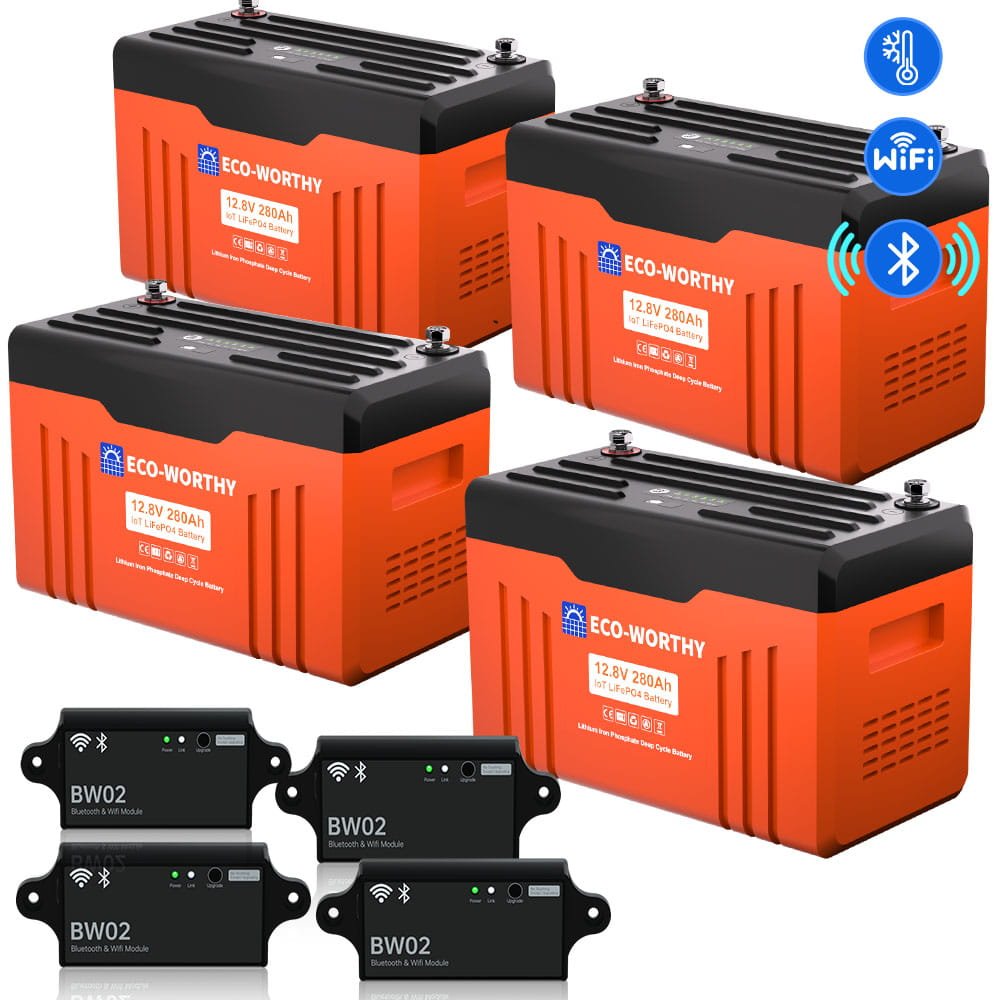 Lock in the ECO-WORTHY Black Friday Lowest Price Early and Enjoy 30-Day Price Guarantee! 12V 280AH Lifepo4 Lithium Battery Bluetooth with SOC LEDs and Low Temp Protection - lithium battery