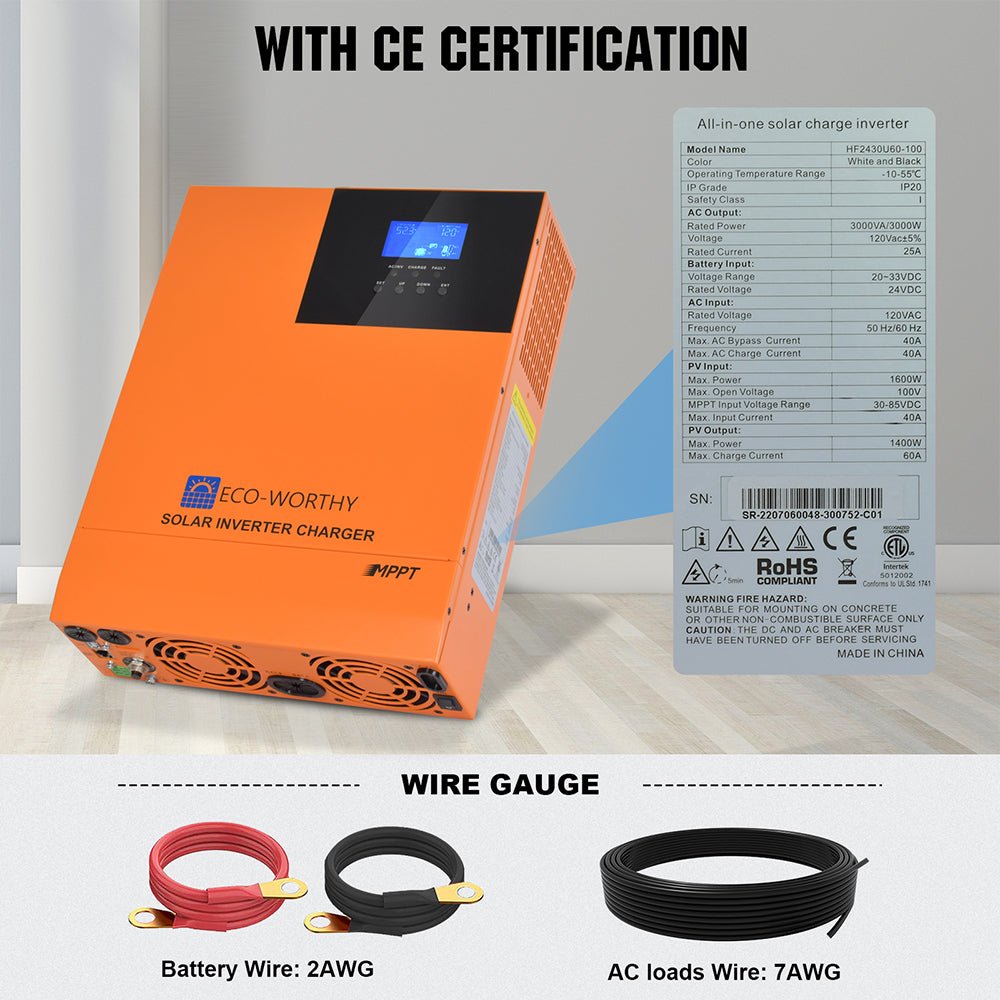 All - in - one Inverter Built in 3000W 24V Pure Sine Wave Power Inverter & 60A Controller for Off Grid System - Inverter