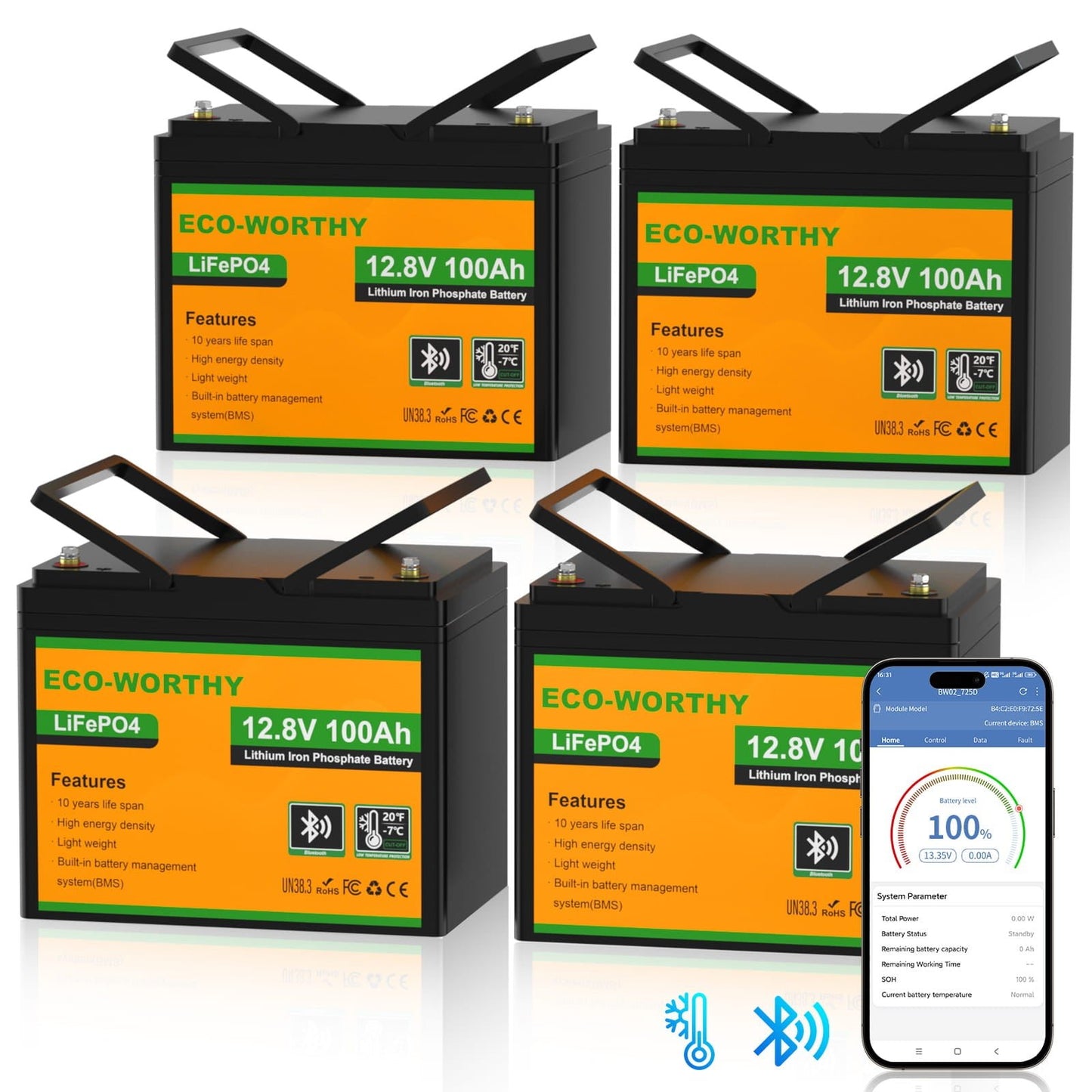 LiFePO4 12V 100Ah Lithium Iron Phosphate Battery With Bluetooth And Low - temperature Protection - lithium battery