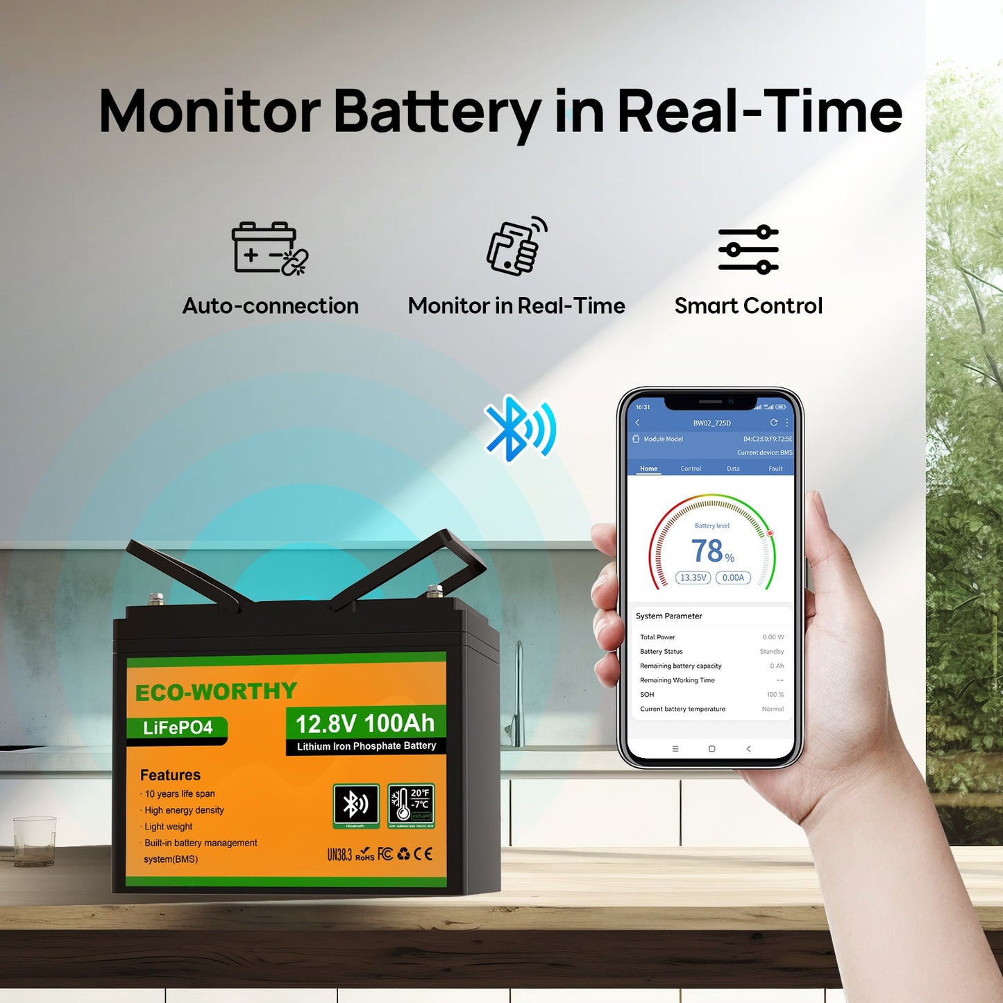 LiFePO4 12V 100Ah Lithium Iron Phosphate Battery With Bluetooth And Low - temperature Protection - lithium battery