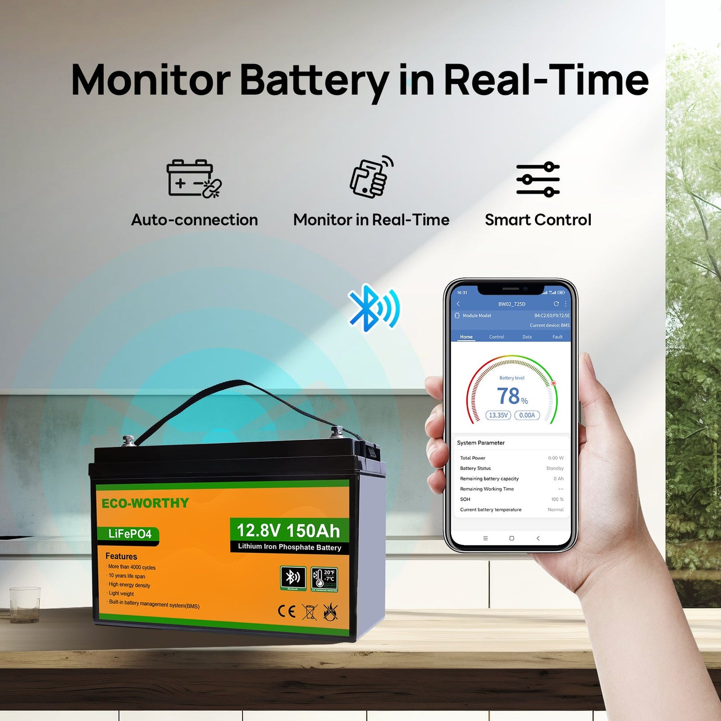 LiFePO4 12V 150Ah Lithium Iron Phosphate Battery With Bluetooth And Low - temperature Protection - lithium battery
