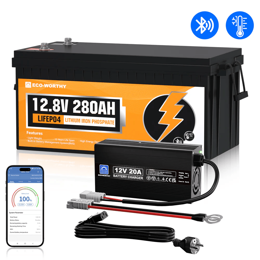 LiFePO4 12V 280Ah Lithium Iron Phosphate Battery With Bluetooth And Low - temperature Protection - lithium battery