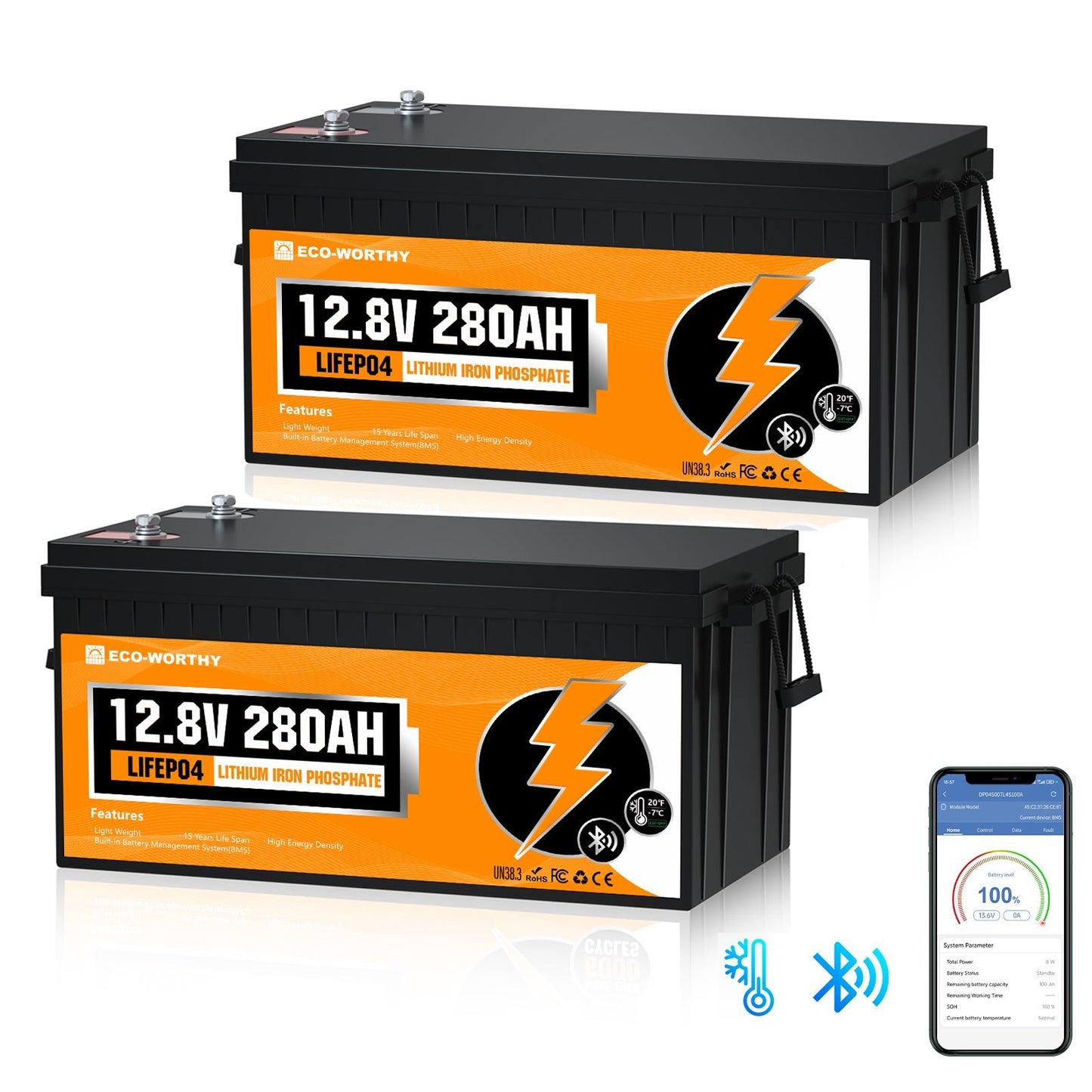 LiFePO4 12V 280Ah Lithium Iron Phosphate Battery With Bluetooth And Low - temperature Protection - lithium battery
