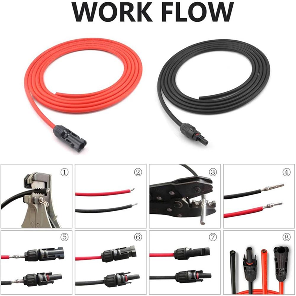 12AWG 16.4FT Solar Extension Cables Wires with Female and Male MC4 Connectors - wirings