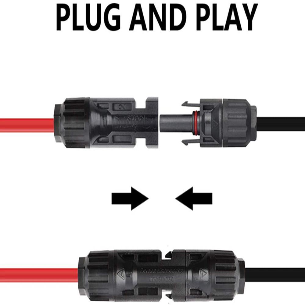 12AWG 16.4FT Solar Extension Cables Wires with Female and Male MC4 Connectors - wirings