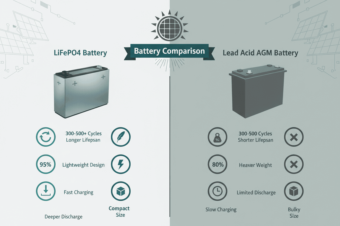 BATTERY COMPARISON! Why lithium/LiFePo4 battery beats Lead Acid/AGM battery? - ECO-WORTHY
