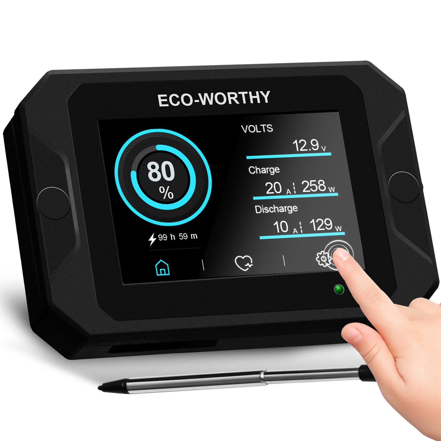 300A 3.5" Touchable Display Battery Monitor with Hall Sensor for AGM and Lithium (LiFePO4) Batteries