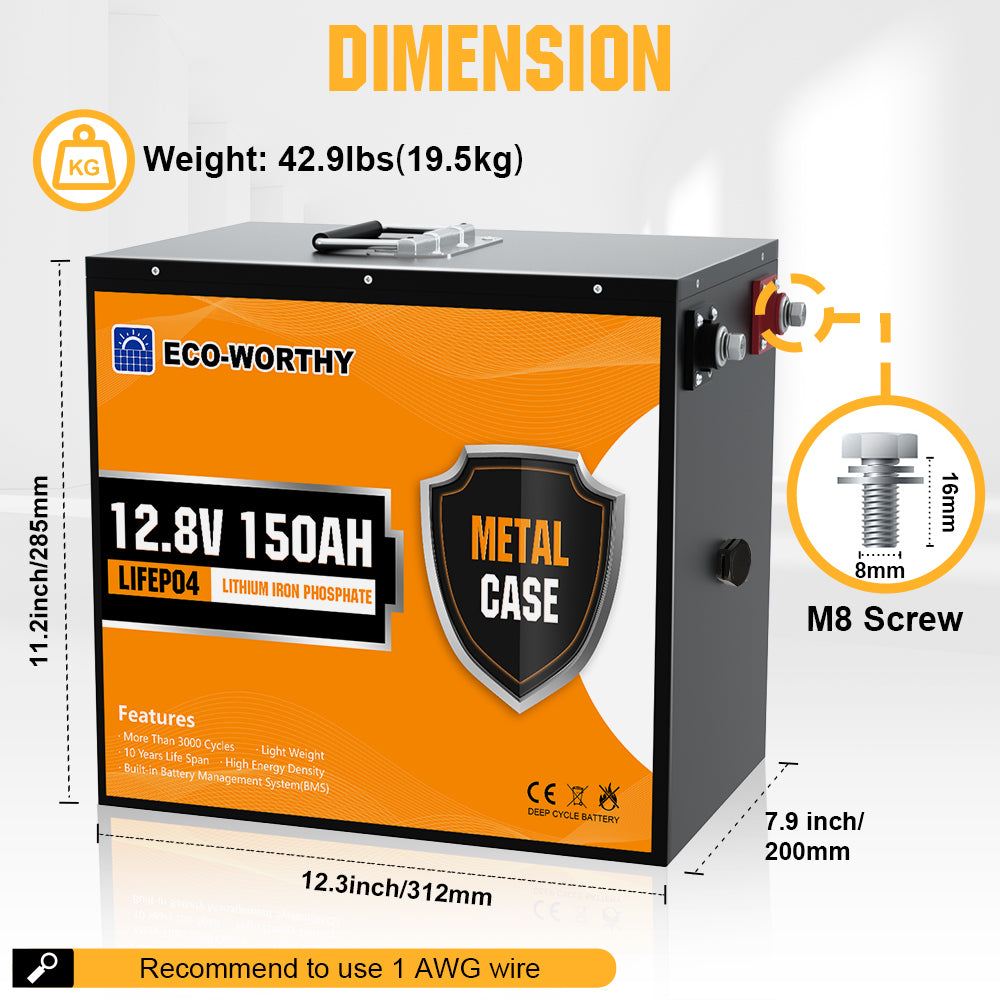 LiFePO4 12V 150Ah Lithium Iron Phosphate Battery