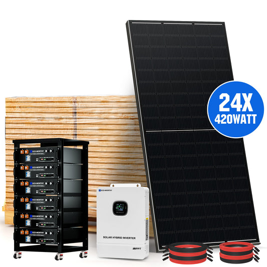 10kW 48V (24x N - Type 420W) Complete Off Grid Solar Kit | 40.32kWh Daily Generation | 30.72kWh Battery Storage | 120V/240VAC Output - 10KW solar panel kit