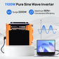 1100W Pure Sine Wave Inverter with surge capacity and conversion efficiency on a white background