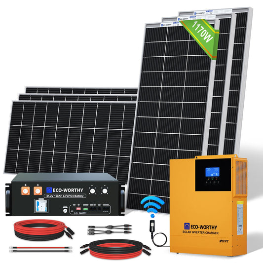 1170W 48V (6x195W) Complete Off Grid Solar Kit - 1KW - 2KW solar panel kit