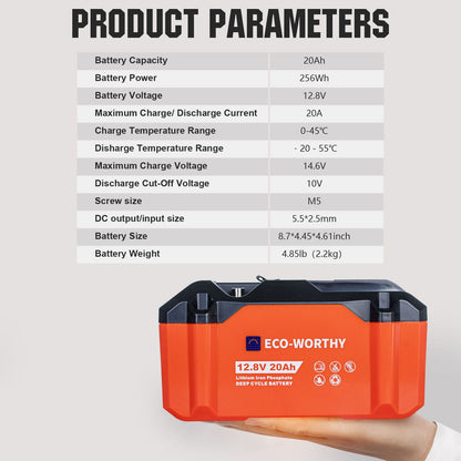 12V 20Ah Portable LiFePO4 Deep Cycle Rechargeable Battery - lithium battery