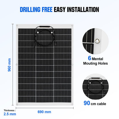 130W 12V Flexible Mono Solar Panel - 100W - 195W solar panel