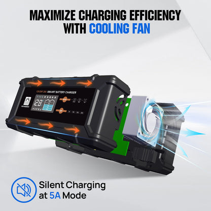20A 12V/24V Smart Battery Charger with LCD Display for Multiple Batteries - 