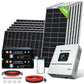 2340W 48V (12x Bifacial 195W) Complete MPPT Off Grid Solar Kit with inverter, battery charger, and wiring on a white background