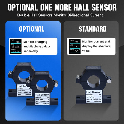 300A 3.5" Touchable Display Battery Monitor with Hall Sensor for AGM and Lithium (LiFePO4) Batteries - battery accessories