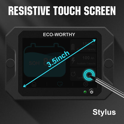 300A 3.5" Touchable Display Battery Monitor with Hall Sensor for AGM and Lithium (LiFePO4) Batteries - battery accessories