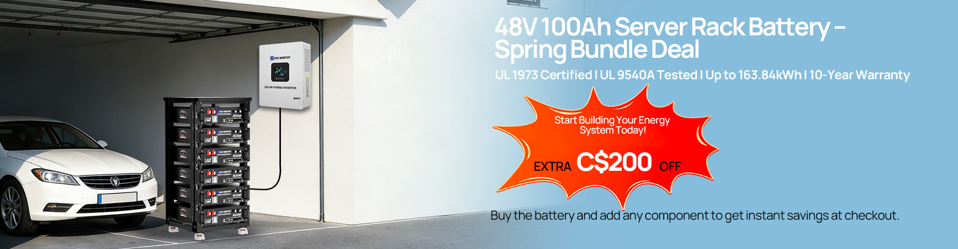 48V100Ah Server Rack Battery-Spring Bundle Deal: Extra C$200 Off