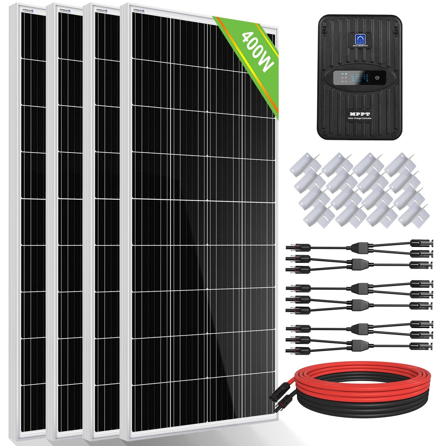 400W 12V (4x100W) Complete Off Grid Solar Kit - 100W - 1KW Solar panel kit