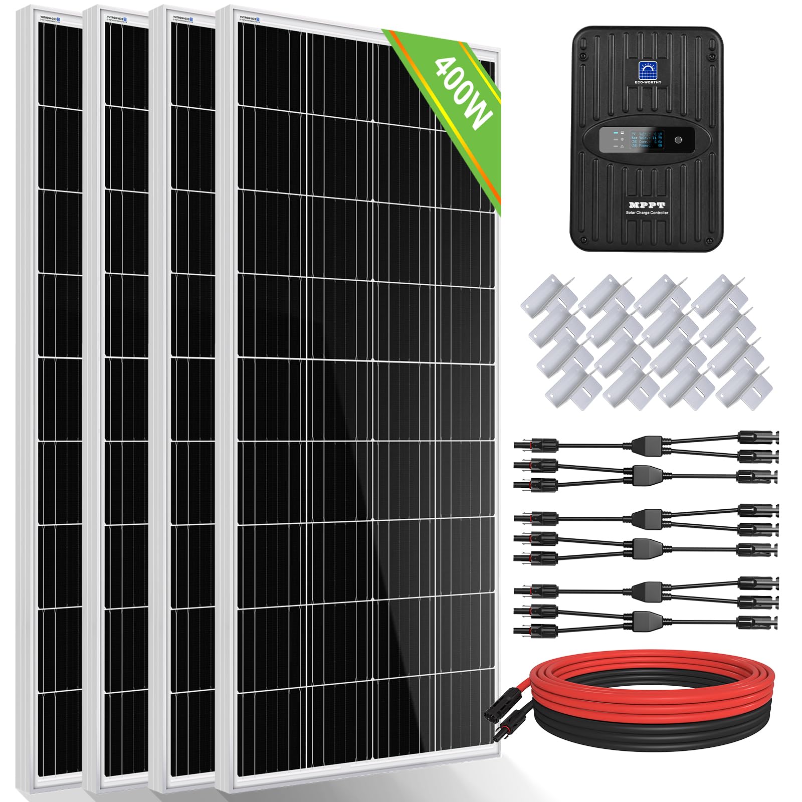 400W 12V (4x100W) Complete Off Grid Solar Kit - 100W - 1KW Solar panel kit