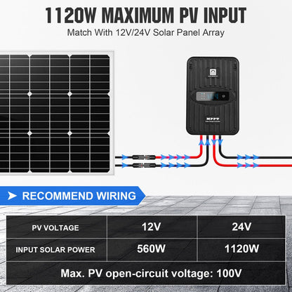 40A MPPT OLED Display Solar Charge Controller Regulator 12V/24V Autoswitch - charge controller
