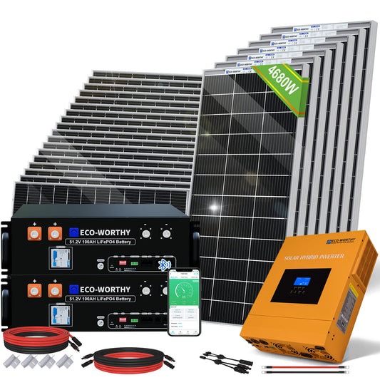 4800W 48V (24x Bifacial 195W) Complete MPPT Off Grid Solar Kit - 2KW - 5KW solar panel kit