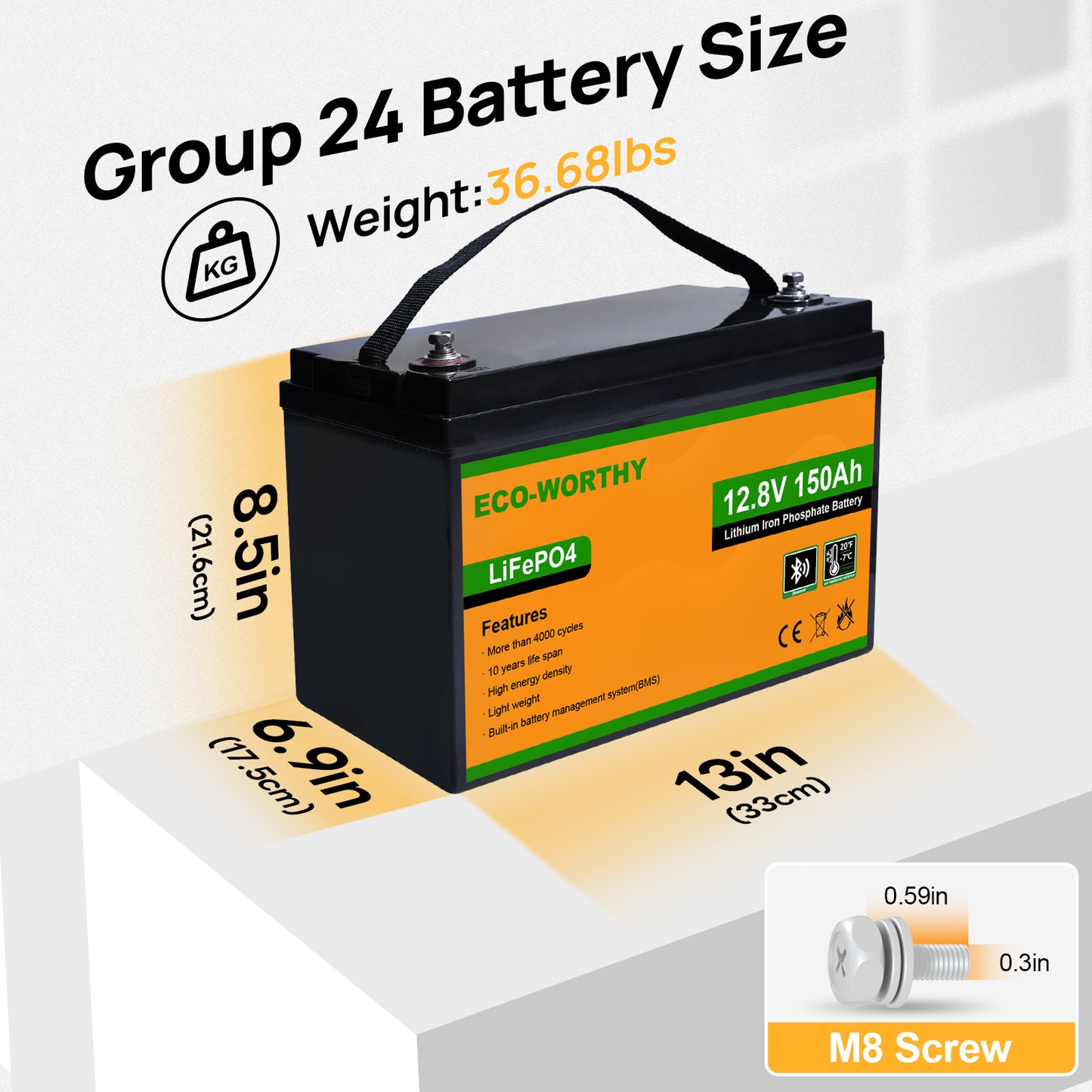 LiFePO4 12V 150Ah Lithium Iron Phosphate Battery With Bluetooth