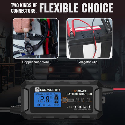 5A & 10A 12V Smart Battery Charger with LCD Display for Lithium (LiFePO4) Batteries - battery accessories