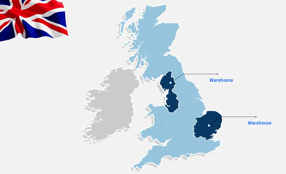 Delivery Areas and Warehouse Locations in the United Kingdom