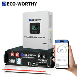 ECO-WORTHY 5kW Home Backup Solar Power Bundle | 51.2V 100Ah LiFePO4 Battery and 5000W AIO Inverter