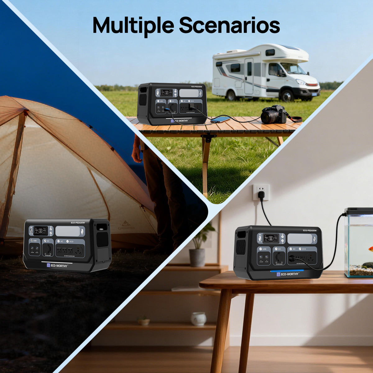 ECO-WORTHY 2400W Portable Power Station with 2048Wh LiFePO4 Battery