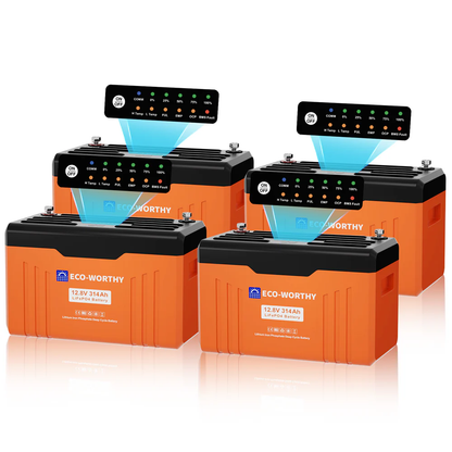 Eco-Worthy EnergyTrek 12V 314Ah Lifepo4 Lithium Battery | Bluetooth with SOC LEDs and Low Temp Protection