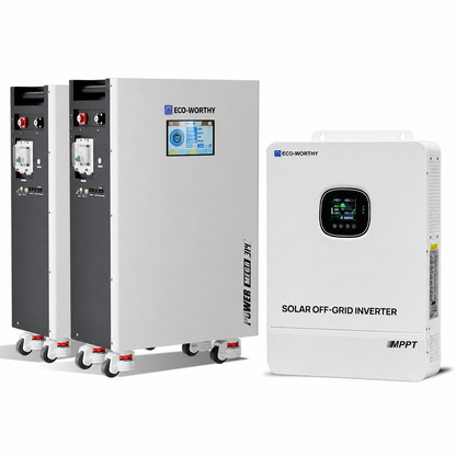 Solar off-grid inverters with ECO-WORTHY branding on a white background