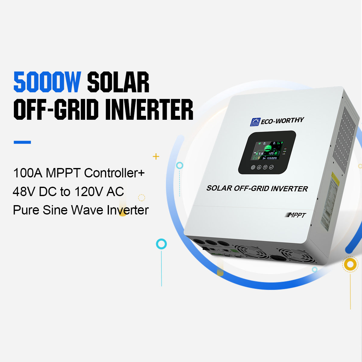 5000W Solar Off-Grid Inverter with ECO-WORTHY branding on a white background