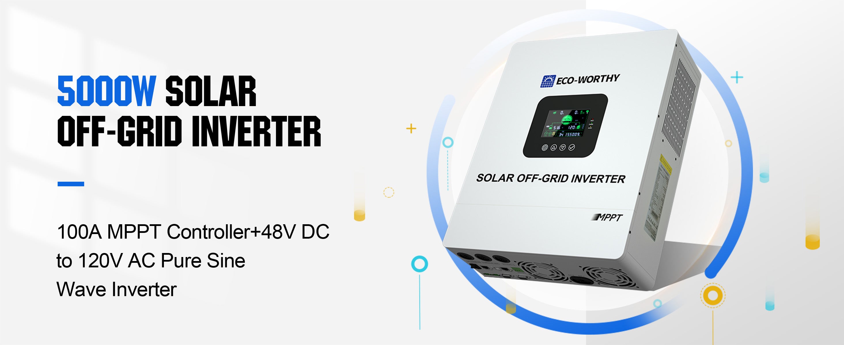 5000W solar off-grid inverter with ECO-WORTHY branding on a white background