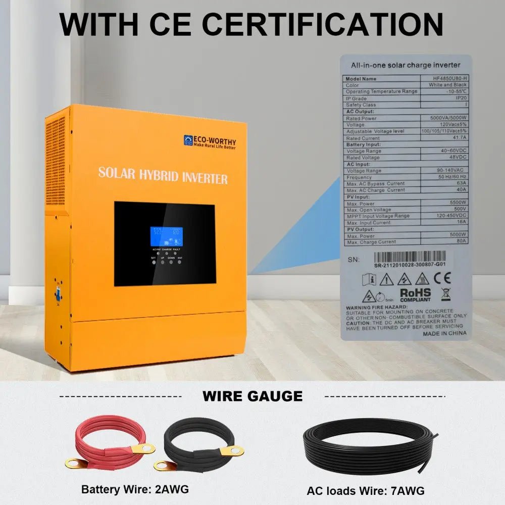 All - in - one Inverter Built in 5000W 48V Pure Sine Wave Inverter & 80A Controller for Off Grid System - 3KW - 5KW solar panel kit