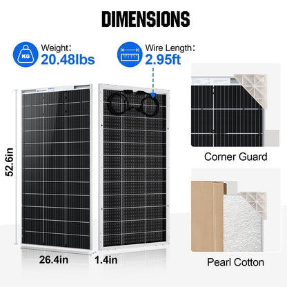 Bifacial 195W 12V Monocrystalline Solar Panel - 100W - 195W solar panel