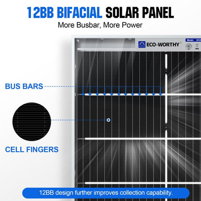 Bifacial 195W 12V Monocrystalline Solar Panel - 100W - 195W solar panel