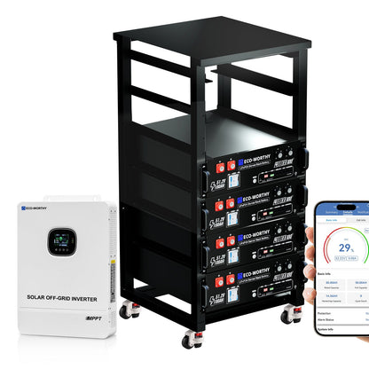 Eco - Worthy 10kW Home Backup Solar Power Bundle | 51.2V 100Ah LiFePO4 Battery and 10000W AIO Inverter - BESS