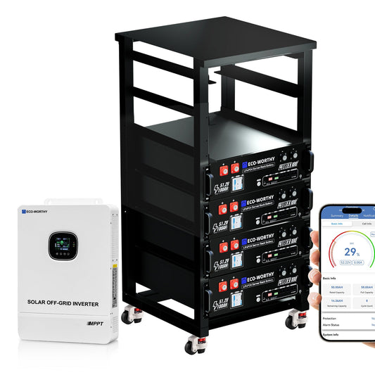 Eco - Worthy 10kW Home Backup Solar Power Bundle | 51.2V 100Ah LiFePO4 Battery and 10000W AIO Inverter - BESS