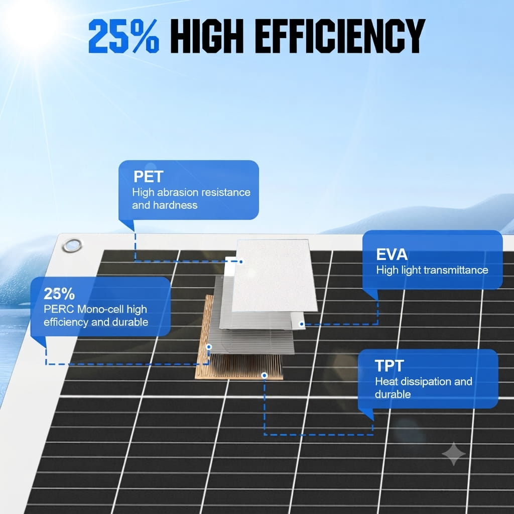 Eco-Worthy 130W@21.1V Flexible Mono Solar Panel | N-Type - 100W-195W solar panel