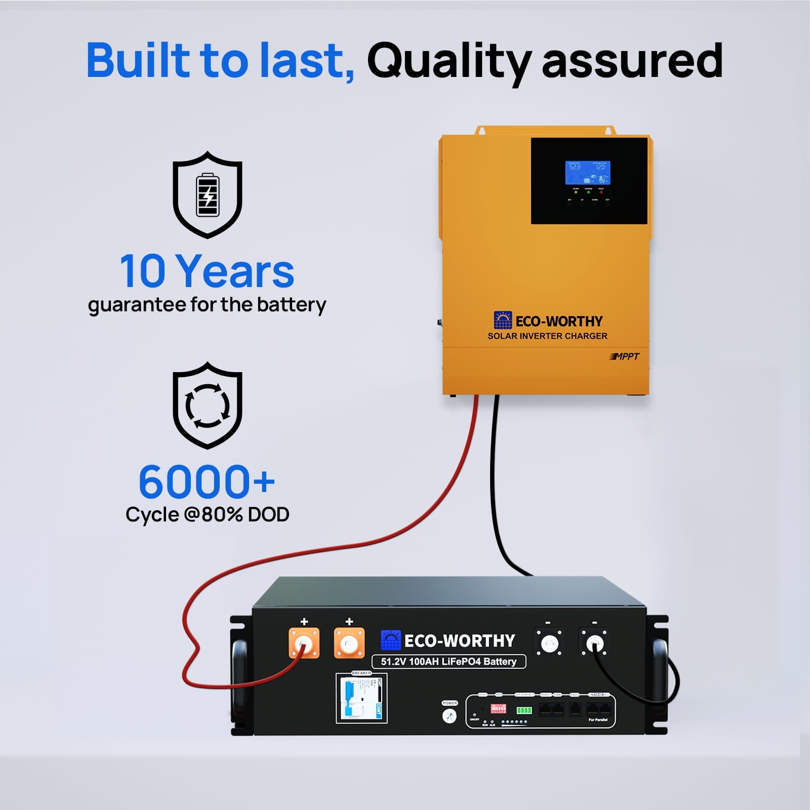 ECO - WORTHY 5.12kWh Home Backup Power with 48V 100Ah LiFePO4 Battery and 3500W 48V Off - Grid Inverter - BESS
