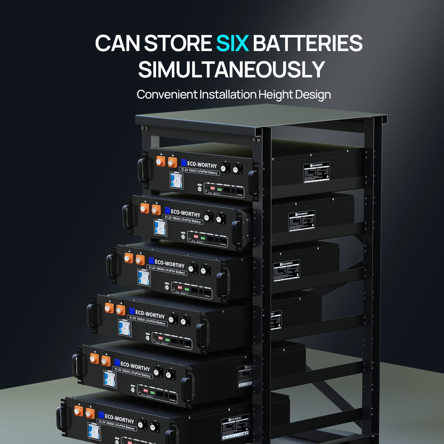 ECO - WORTHY 6 - Layer Rack for 48V 100AH Server Rack Battery(19 Inch) - battery accessories