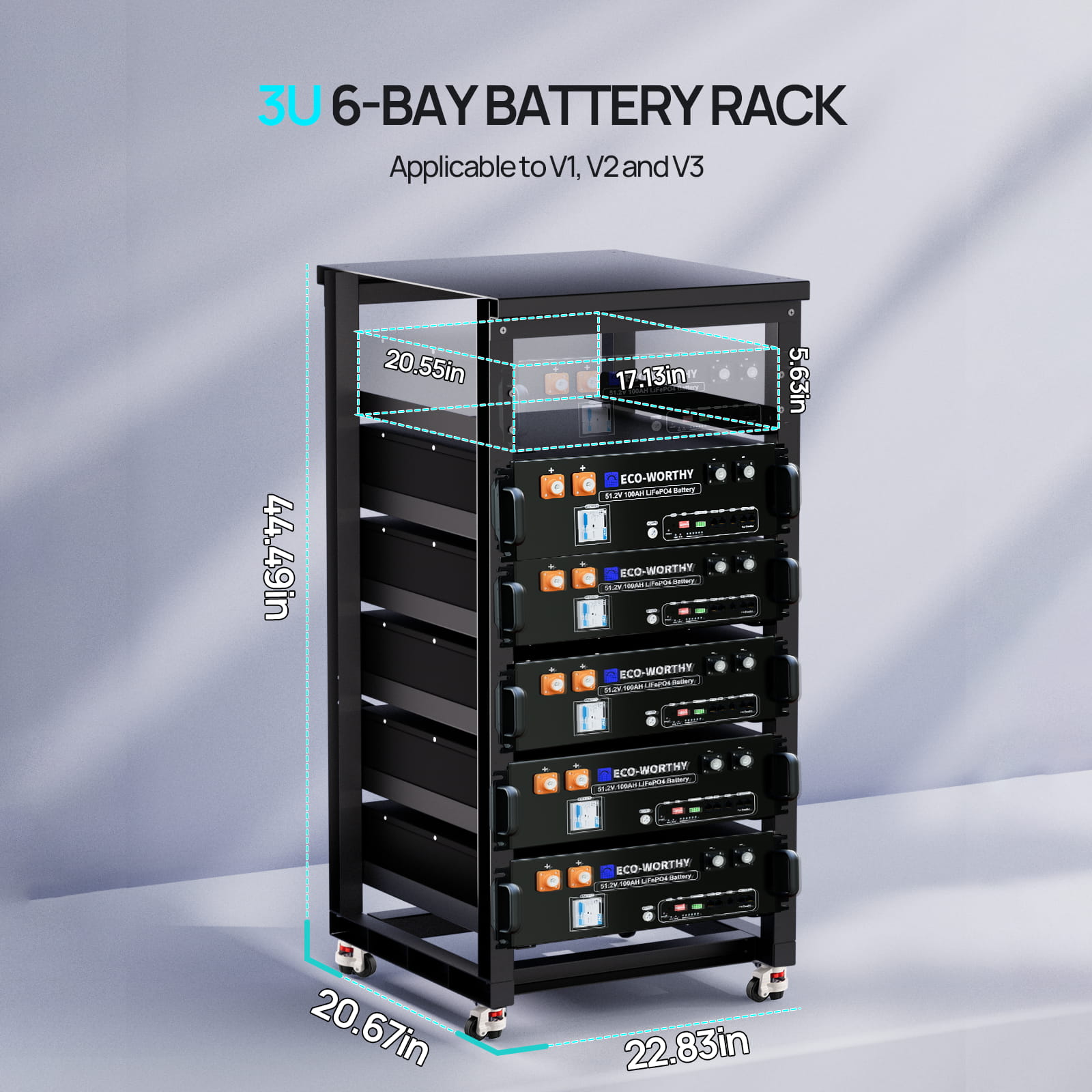 ECO - WORTHY 6 - Layer Rack for 48V 100AH Server Rack Battery(19 Inch) - battery accessories