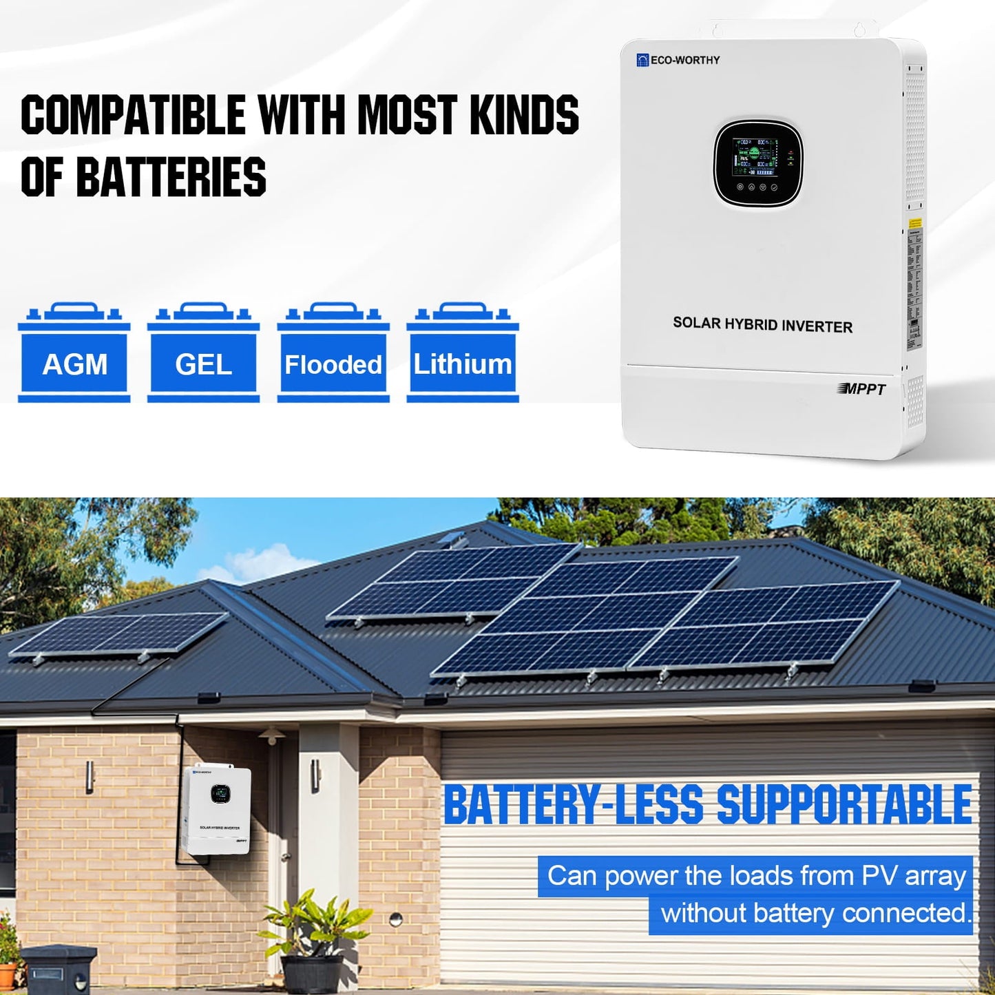 ECO - WORTHY All - In - One 10kW 48V Split Phase Solar Power Inverter for Off Grid System - Inverter