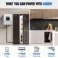 Modern kitchen with a refrigerator, air conditioner, water heater, and electric drill, showcasing power consumption with a solar inverter.