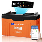 Eco-Worthy EnergyTrek 12V 314Ah Lifepo4 Lithium Battery | Bluetooth with SOC LEDs and Low Temp Protection